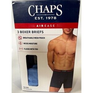 Chaps AirEase Mens XL Boxer Briefs 3 Pack Moisture Wicking Cotton Blend New